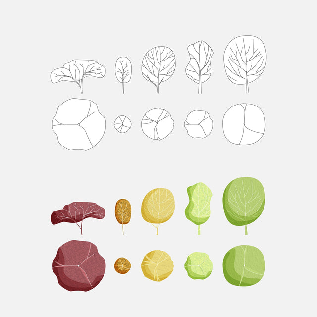 Vector Colorful Trees (48 Trees)-Vectors-Studio Alternativi