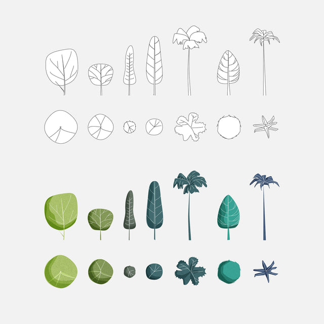 Vector Colorful Trees (48 Trees)-Vectors-Studio Alternativi