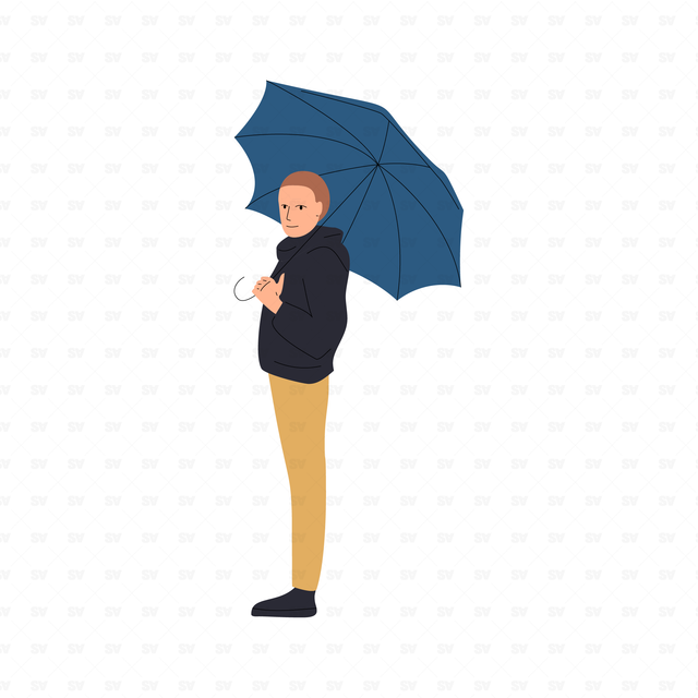 flat vector people illustrations man with umbrella 